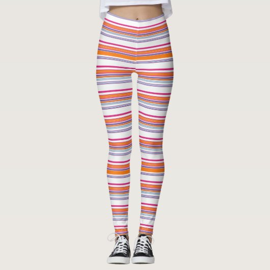 Roze oranje strepen leggings (Voorkant)