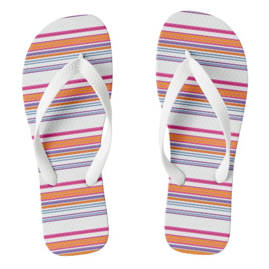 Roze oranje strepen teenslippers (Voetbed)