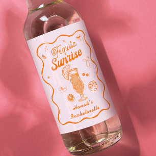 Roze Oranje Tequila Sunrise Meidenavond Wijn Etiket