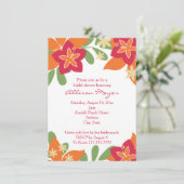 Roze Oranje Tropisch Hibiscus Bloed Vrijgezellenfe Kaart (Staand voorkant)