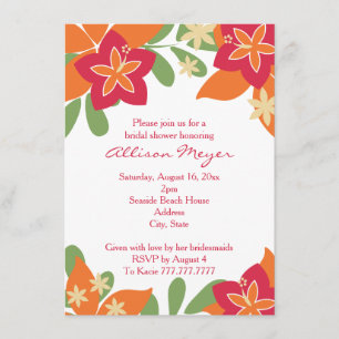 Roze Oranje Tropisch Hibiscus Bloed Vrijgezellenfe Kaart