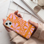 Roze & Oranje Tropische Bloemen Monogram Case-Mate iPhone Case