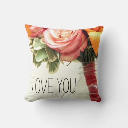 roze oranje trouwbloemen roos aanpassen kussen (Voorkant)