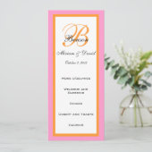 Roze Oranje Trouwmenu Kaarten (Staand voorkant)