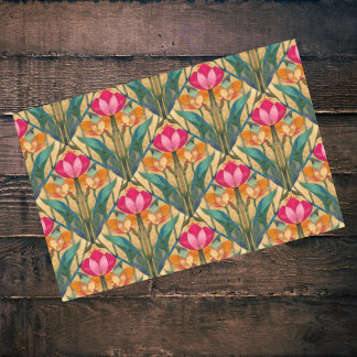  Roze Oranje Tulp Diagonaal Patroon Tissuepapier