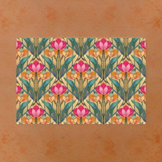 Roze Oranje Tulp Diagonaal Patroon Tissuepapier