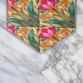 Roze Oranje Tulp Diagonaal Patroon Tissuepapier