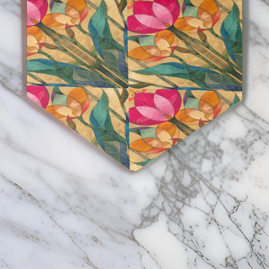 Roze Oranje Tulp Diagonaal Patroon Tissuepapier