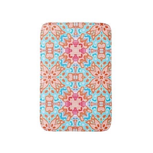 Roze Oranje Turquoise Retro Chic Mosaic Pattern Badmat (Voorkant Verticaal)