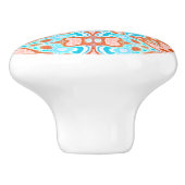 Roze Oranje Turquoise Retro Chic Mosaic Pattern Keramische Knop (Zijkant)