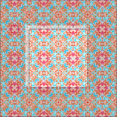 Roze Oranje Turquoise Retro Chic Mosaic Pattern Stof (Delen)