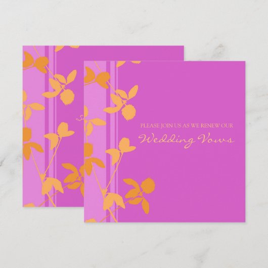 Roze Oranje uitnodiging tot hernieuwing van de wed (Voorkant / Achterkant)