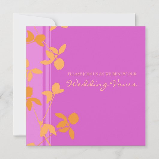 Roze Oranje uitnodiging tot hernieuwing van de wed (Voorkant)