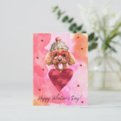 Roze Oranje Valentijnsdag Feestdagenkaart (Staand voorkant)