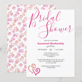 Roze Oranje verbonden harten Vrijgezellenfeest Sja Kaart