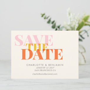Roze Oranje Vet Kleurrijke Typografie Huwelijk Save The Date
