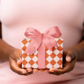 Roze Oranje Vierkant Geometrisch Kerstpapier Cadeaupapier