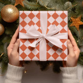 Roze Oranje Vierkant Geometrisch Kerstpapier Cadeaupapier