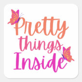 Roze Oranje vlinder  dingen binnen Vierkante Sticker (Voorkant)