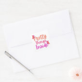 Roze Oranje vlinder  dingen binnen Vierkante Sticker (Envelop)