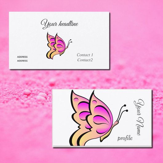 Roze oranje vlinder visitekaartje