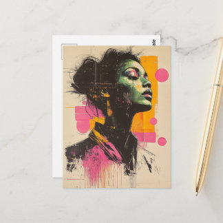 Roze Oranje Vrouw Briefkaart