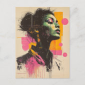 Roze Oranje Vrouw Briefkaart (Voorkant)