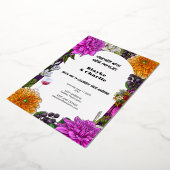 Roze & Oranje Waterverf Bloemen Huwelijksuitnodigi Folie Uitnodiging (Gedraaid)