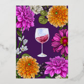 Roze & Oranje Waterverf Bloemen Huwelijksuitnodigi Folie Uitnodiging (Achterkant)