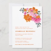 Roze & Oranje Waterverf Bloemen Levendig Afstudere Kaart (Voorkant)