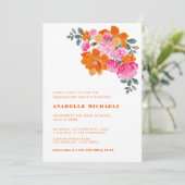 Roze & Oranje Waterverf Bloemen Levendig Afstudere Kaart (Staand voorkant)