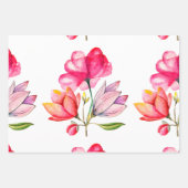 roze oranje waterverf en bloemen inpakpapier vel (Voorkant 3)