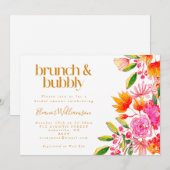 Roze Oranje Waterverf Floral Bridal Brunch Bubble Kaart (Voorkant / Achterkant)