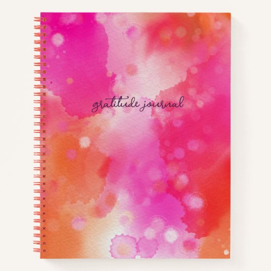 Roze Oranje Waterverf Gratitude Journal Notitieboek (Voorkant)