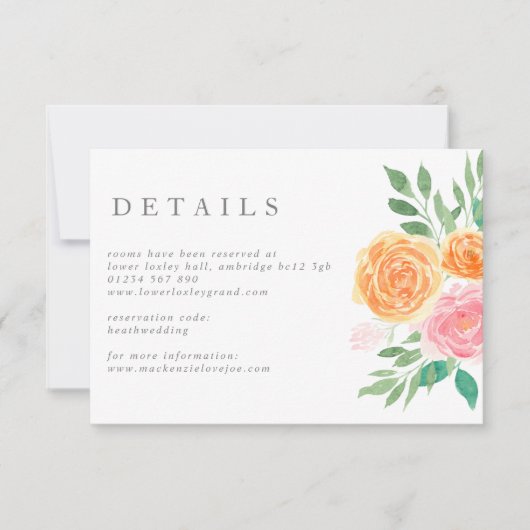 Roze & Oranje Waterverf Rozen Download Behuizing Kaart (Voorkant)