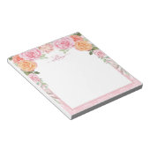Roze Oranje Waterverf Rozen Notitieblok (Schuin)