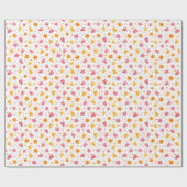 Roze Oranje Waterverf Sterren Hartpatroon Cadeaupapier (Vlak)