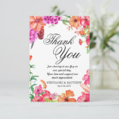 Roze Oranje Waterverf Tuin Hartelijk dank Bedankkaart (Staand voorkant)