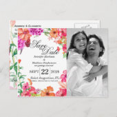 Roze Oranje Waterverf Tuin Sla de data op Aankondigingskaart (Voorkant / Achterkant)