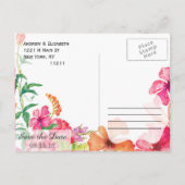 Roze Oranje Waterverf Tuin Sla de data op Aankondigingskaart (Achterkant)