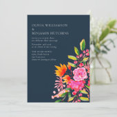 Roze Oranje Waterverf van de marine Modern Wedding Kaart (Staand voorkant)