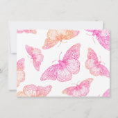 Roze Oranje Waterverf Vlinderpatroon Bedankkaart (Achterkant)