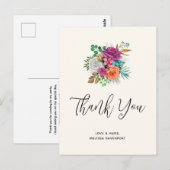 Roze, Oranje & Witte Rozen Boeket Bedankt Briefkaart (Voorkant / Achterkant)