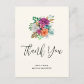 Roze, Oranje & Witte Rozen Boeket Bedankt Briefkaart (Voorkant)