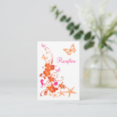 Roze, Oranje, witte tropische strandbehuizing Kaar Informatiekaartje (Staand voorkant)