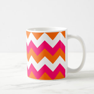 Roze Oranje witte zigzag Koffiemok
