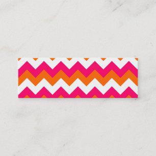 Roze Oranje witte zigzag Mini Visitekaartje