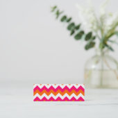 Roze Oranje witte zigzag Mini Visitekaartje (Staand voorkant)