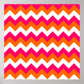 Roze Oranje witte zigzag Poster (Voorkant)