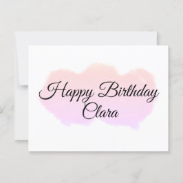 Roze oranje wolken pastel gelukkige verjaardag mod briefkaart